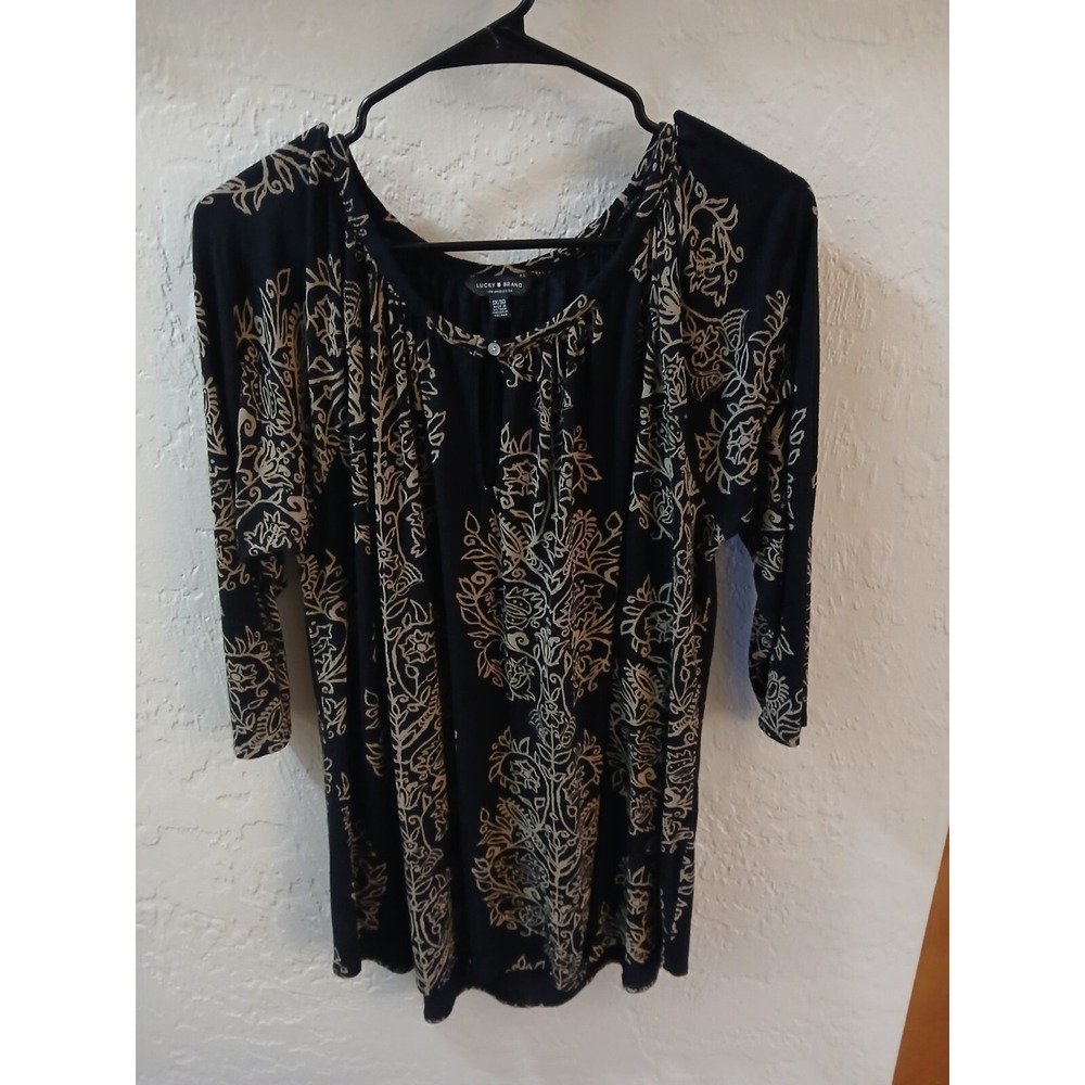 Womens Lucky Brand Boho Keyhole Tunic Size 1X